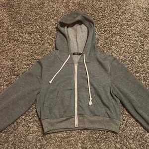 SHEIN Dark Grey Cropped Zip Up